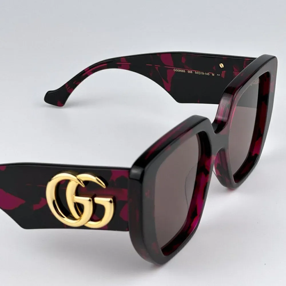 SALE! NEW Gucci GG0956S 008 Havana Violet Brown Cat Eye Unisex Sunglasses